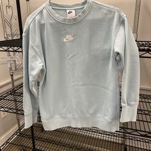 Nike Blue Crewneck Sweater with Ribbed Cuffs